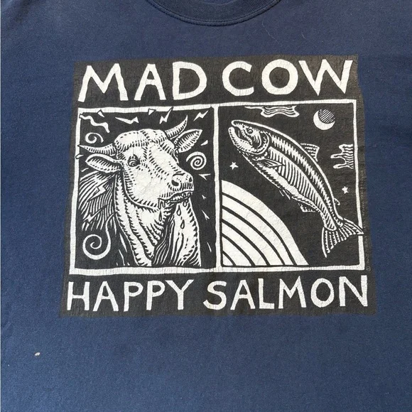 Vintage Ray Troll Mad Cow Happy Salmon T-shirt Large - Picture 4 of 5